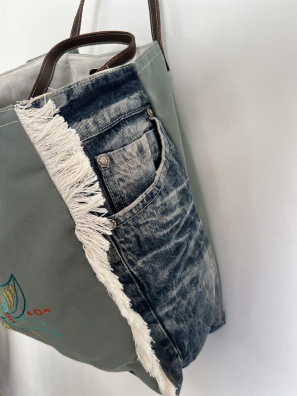 sac avec toile et jean recyclé