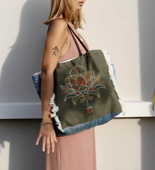 Sac en toile et jean recyclé lavable