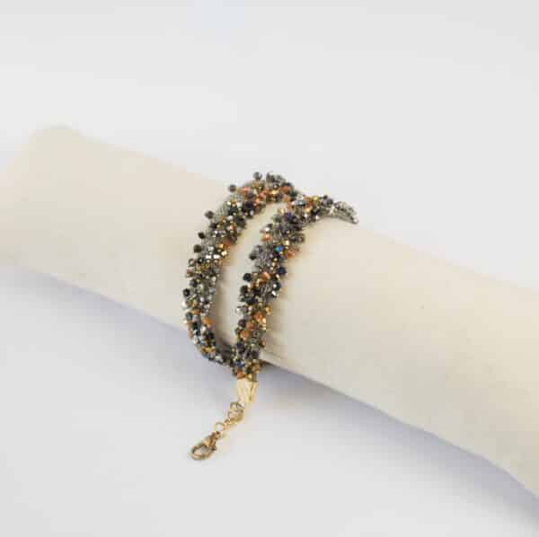 Bracelet acier et perles de Swarovski noires